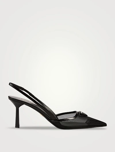 Mesh Slingback Pumps