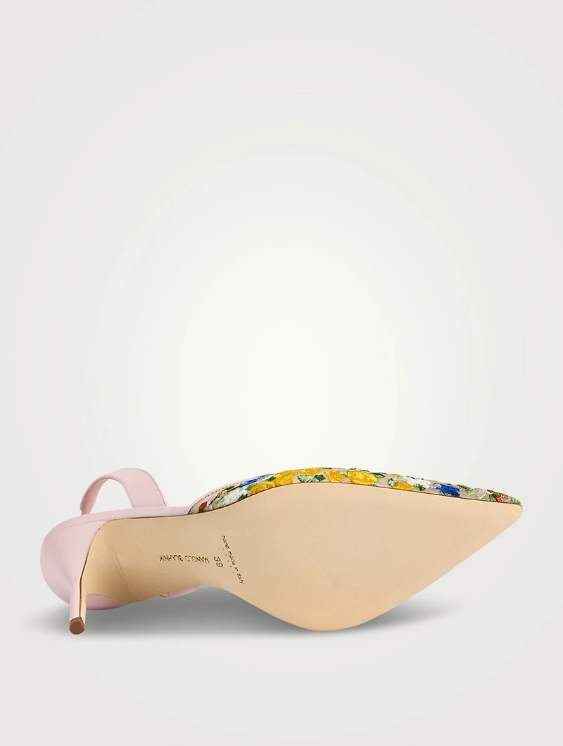 Jardoline Floral-Embroidered Mesh Slingback Pumps