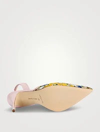 Jardoline Floral-Embroidered Mesh Slingback Pumps