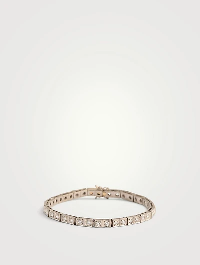 Vintage 18K White Gold Diamond Tennis Bracelet