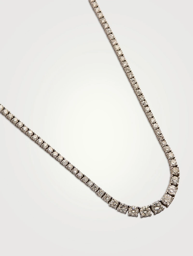 Estate 18K White Gold Graduated Diamond Tennis Necklace