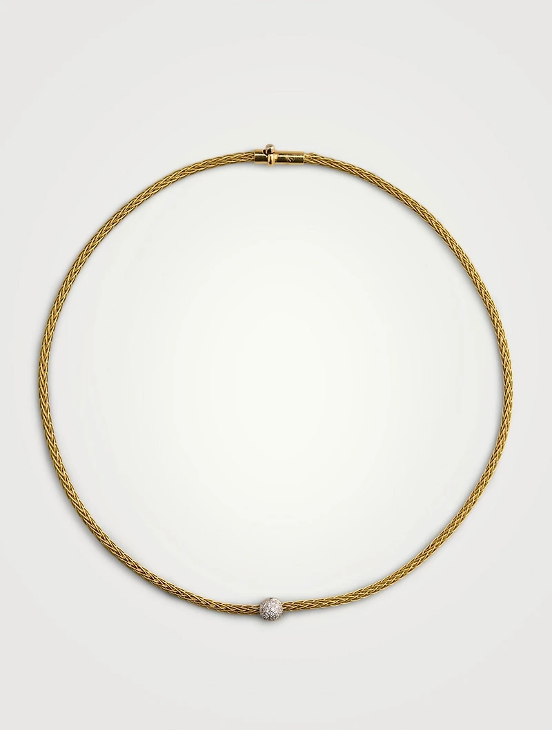 Estate 18K Gold Diamond Ball Choker Necklace