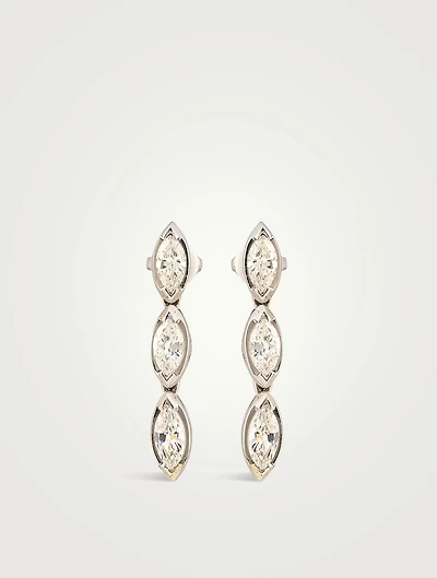Vintage Platinum Marquise Diamond Drop Earrings