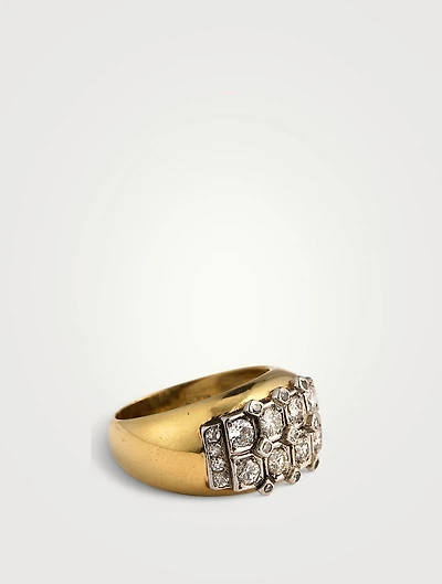Vintage 18K Gold Diamond Dome Ring