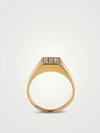 Estate 18K Gold Baguette Diamond Signet Ring