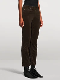 Mari Slim Straight Corduroy Trousers