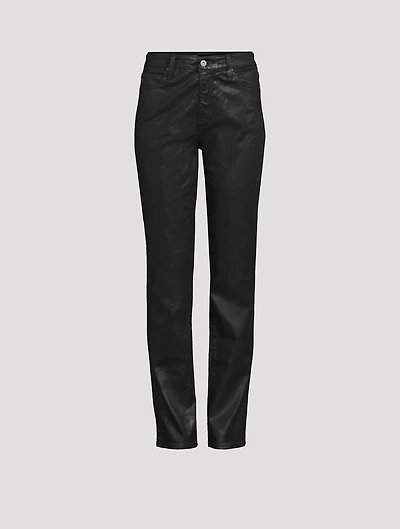 Mari Slim Straight Leatherette Jeans