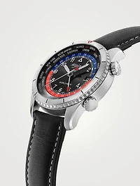 Startimer Pilot Stainless Steel Leather Strap Watch