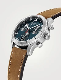 Startimer Stainless Steel Leather Strap Watch