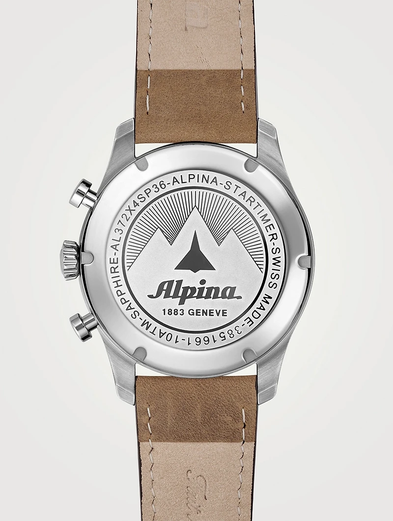 Startimer Stainless Steel Leather Strap Watch