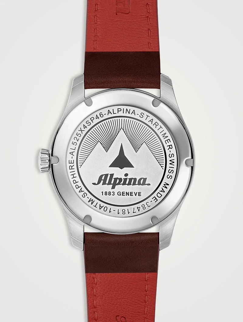 Startimer Pilot Automatic Stainless Steel Leather Strap Watch
