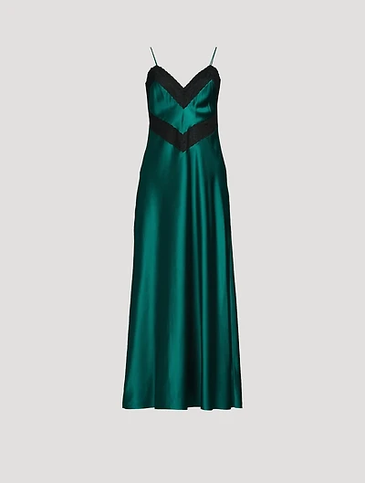 Serita Lace-Trimmed Satin Slip Dress