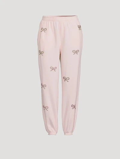 Lillia Crystal Bow-Embellished Joggers