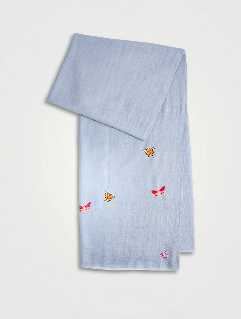 Butterfly Butidar Embroidered Cashmere Scarf