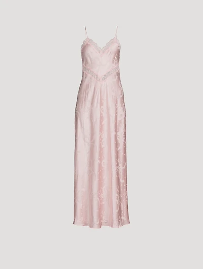 Serita Bow Jacquard Satin Slip Dress