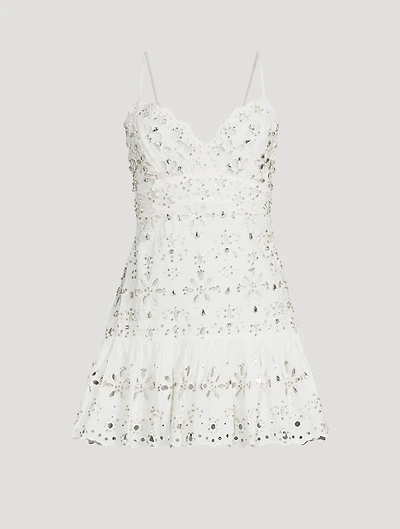 Catana Embellished Eyelet Mini Dress