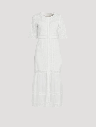 Jovina Lace-Trimmed Cotton Midi Dress