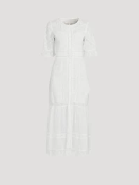 Jovina Lace-Trimmed Cotton Midi Dress