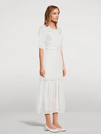 Jovina Lace-Trimmed Cotton Midi Dress