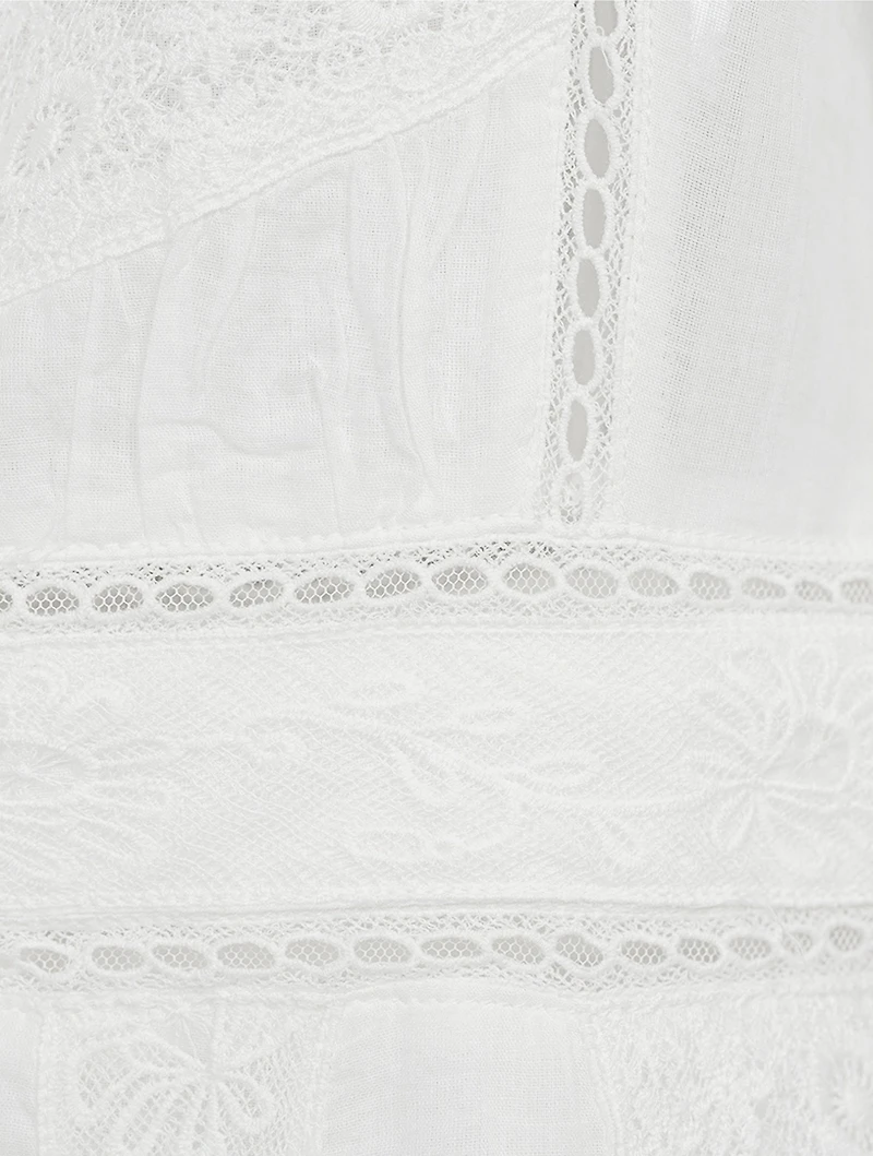 Jovina Lace-Trimmed Cotton Midi Dress