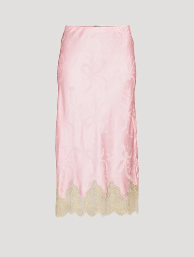 Malina Bow Jacquard Satin Slip Skirt