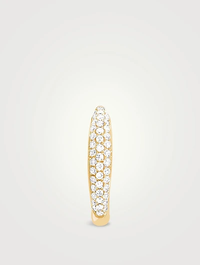 14K Gold Dome Huggie Earring With Diamonds