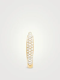 14K Gold Dome Huggie Earring With Diamonds