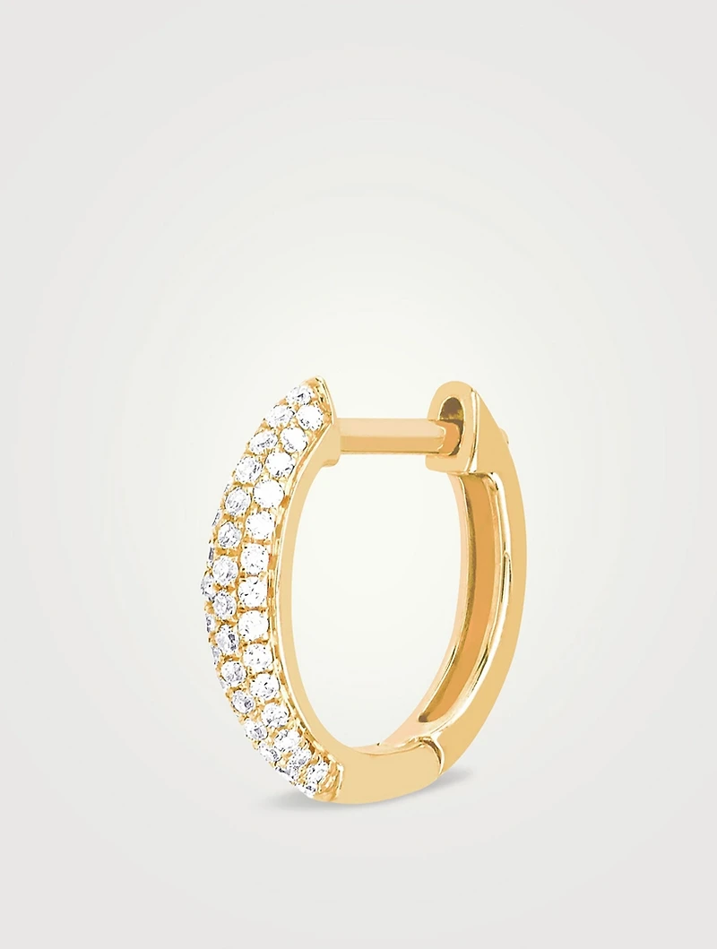 14K Gold Dome Huggie Earring With Diamonds