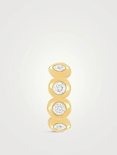 14K Gold Pillow Huggie Earring With Diamonds