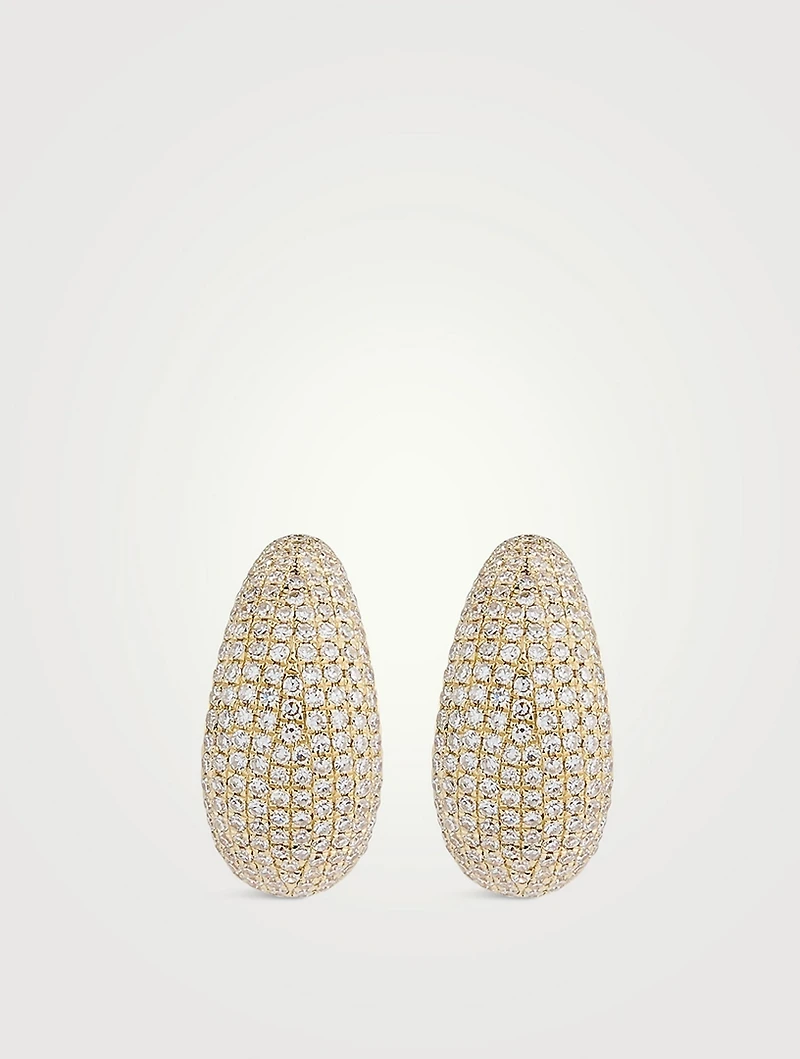 14K Gold Pavé Diamond Jumbo Dome Huggie Earrings