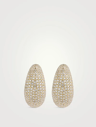 14K Gold Pavé Diamond Jumbo Dome Huggie Earrings
