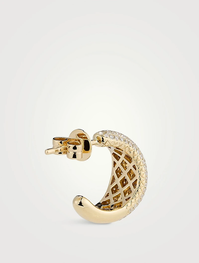 14K Gold Pavé Diamond Jumbo Dome Huggie Earrings