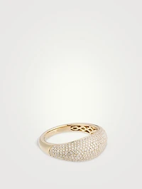14K Gold Pavé Diamond Jumbo Dome Ring