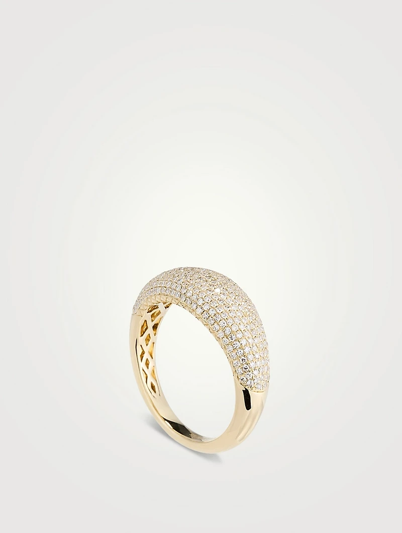 14K Gold Pavé Diamond Jumbo Dome Ring