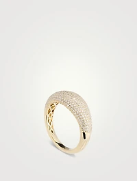 14K Gold Pavé Diamond Jumbo Dome Ring