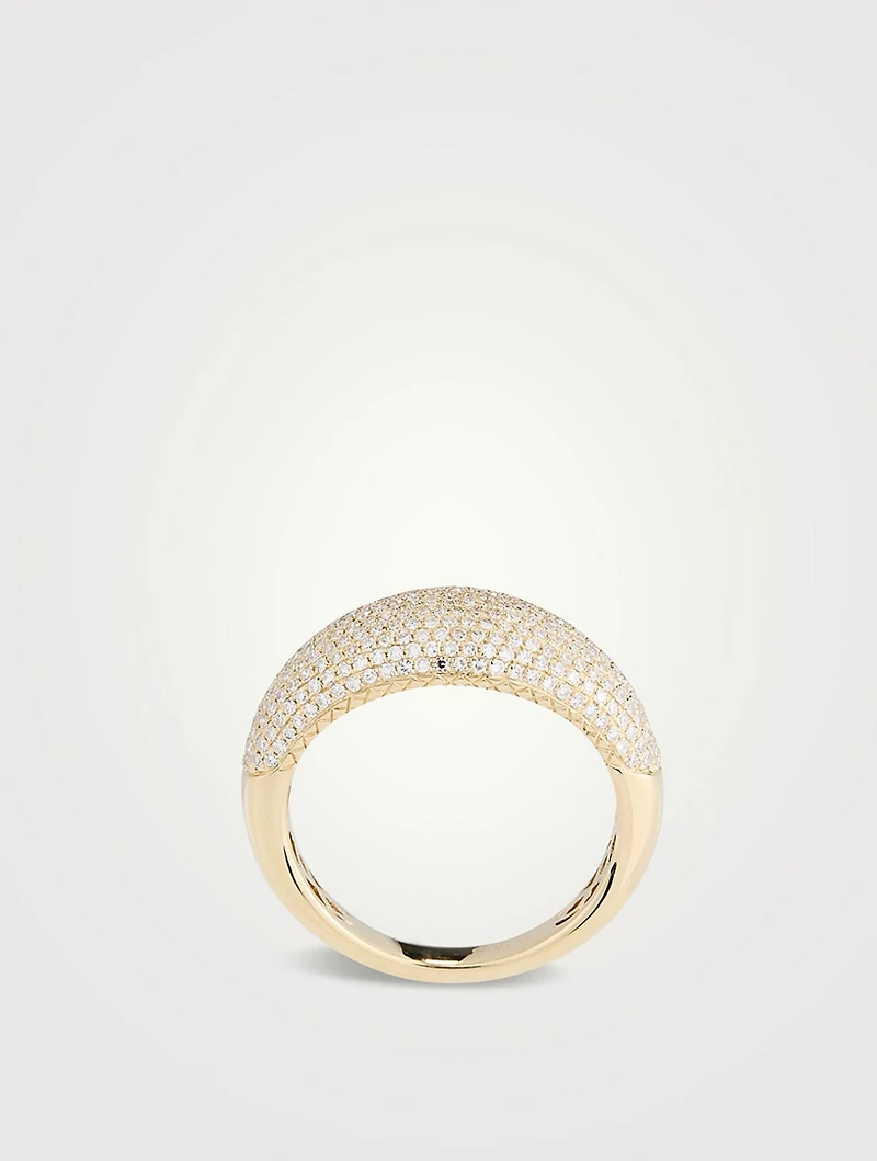 14K Gold Pavé Diamond Jumbo Dome Ring