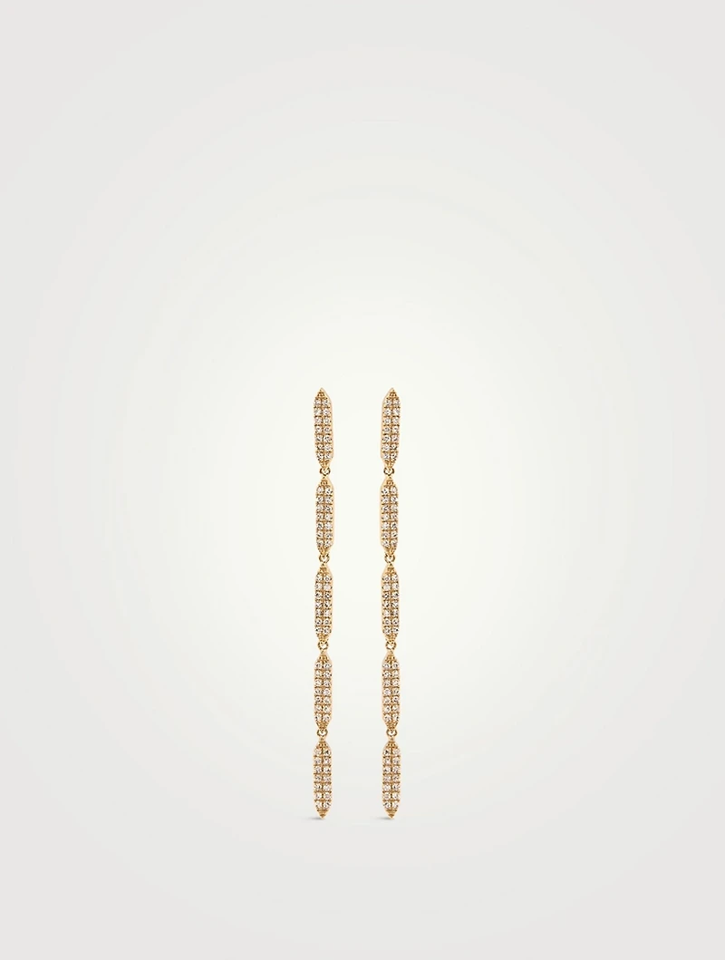 On Point 14K Gold Pavé Diamond Drop Earrings