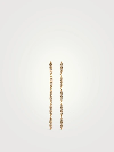 On Point 14K Gold Pavé Diamond Drop Earrings