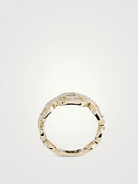 14K Gold Diamond Graduated Chain Ring