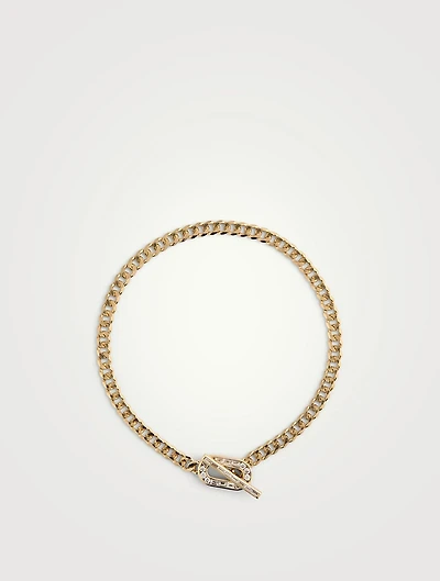 14K Gold Diamond Toggle Curb Chain Bracelet