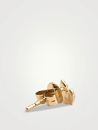 14K Gold Pavé Diamond Leaf Stud Earring