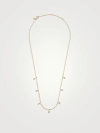 14K Gold Pavé Diamond Multi Leaf Necklace
