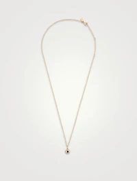 14K Gold Diamond Round Blue Sapphire Necklace