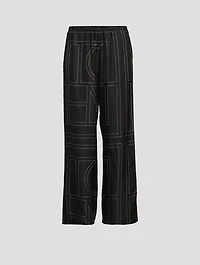 Silk Pajama Pants Monogram Print
