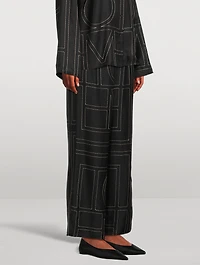 Silk Pajama Pants Monogram Print