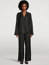Silk Pajama Pants Monogram Print
