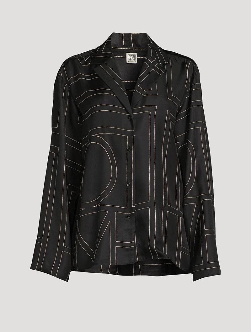 Silk Pajama Shirt Monogram Print