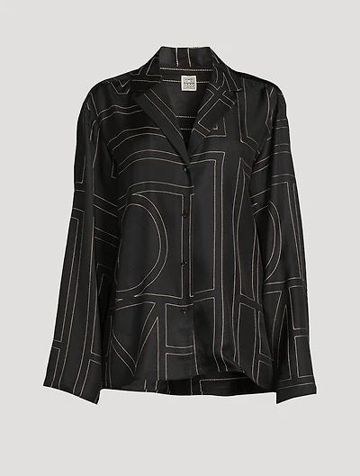 Silk Pajama Shirt Monogram Print