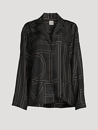 Silk Pajama Shirt Monogram Print