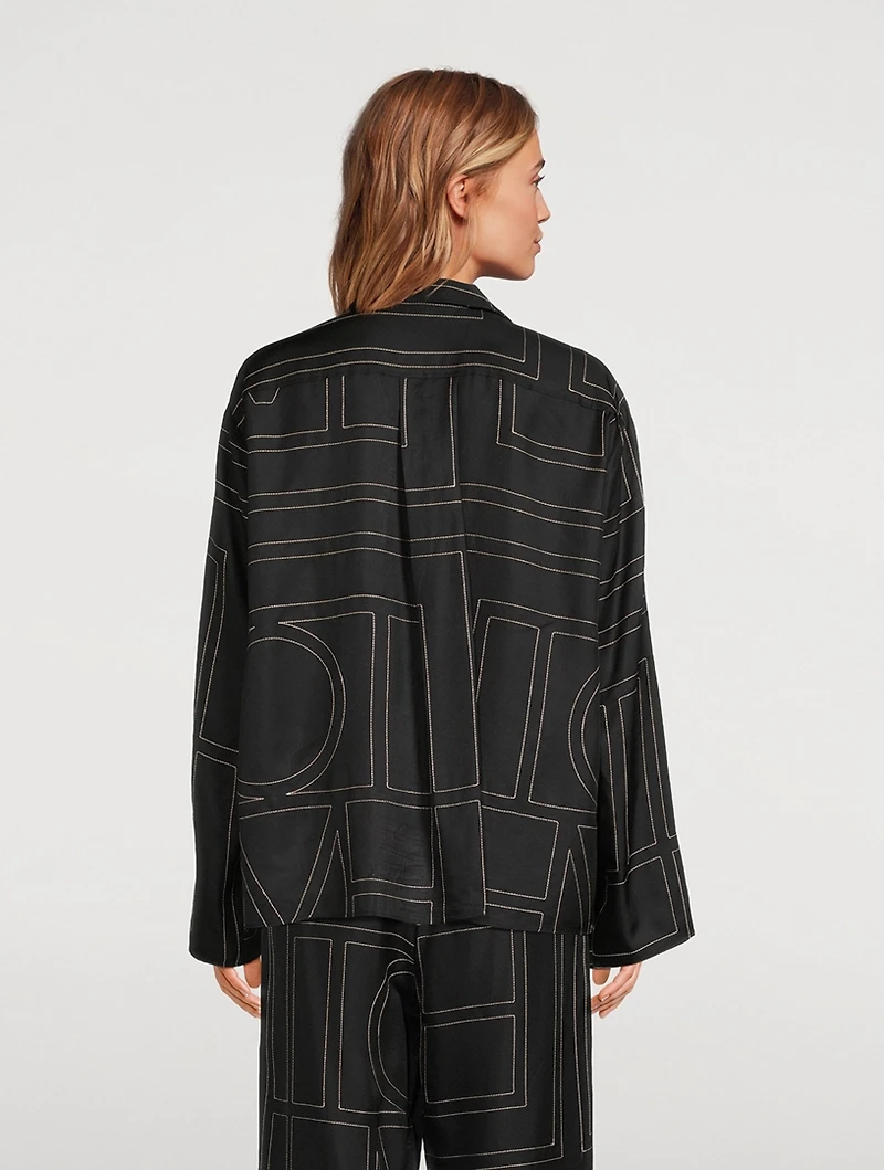 Silk Pajama Shirt Monogram Print